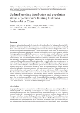 Updated Breeding Distribution and Population Status of Jankowski's