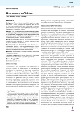 Hoarseness in Children 1Mary Worthen, 2Swapna Chandran