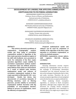 Development of a Model for Applying Correlation Cryptanalysis to Filtering Generators