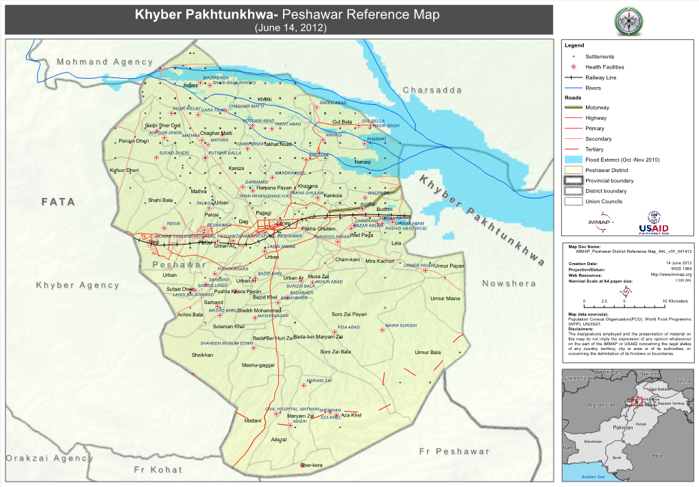 Khyber Pakhtunkhwa- Peshawar Reference Map (June 14, 2012)