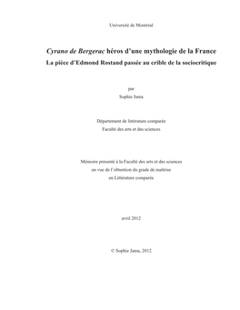 Cyrano De Bergerac Héros D'une Mythologie De La France