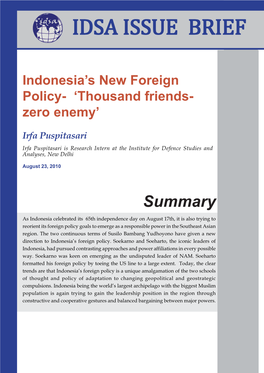 Indonesia's New Foreign Policy- 'Thousand Friends- Zero Enemy'