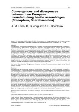 Convergences and Divergences Between Two European Mountain Dung Beetle Assemblages (Coleoptera, Scarabaeoidea) J