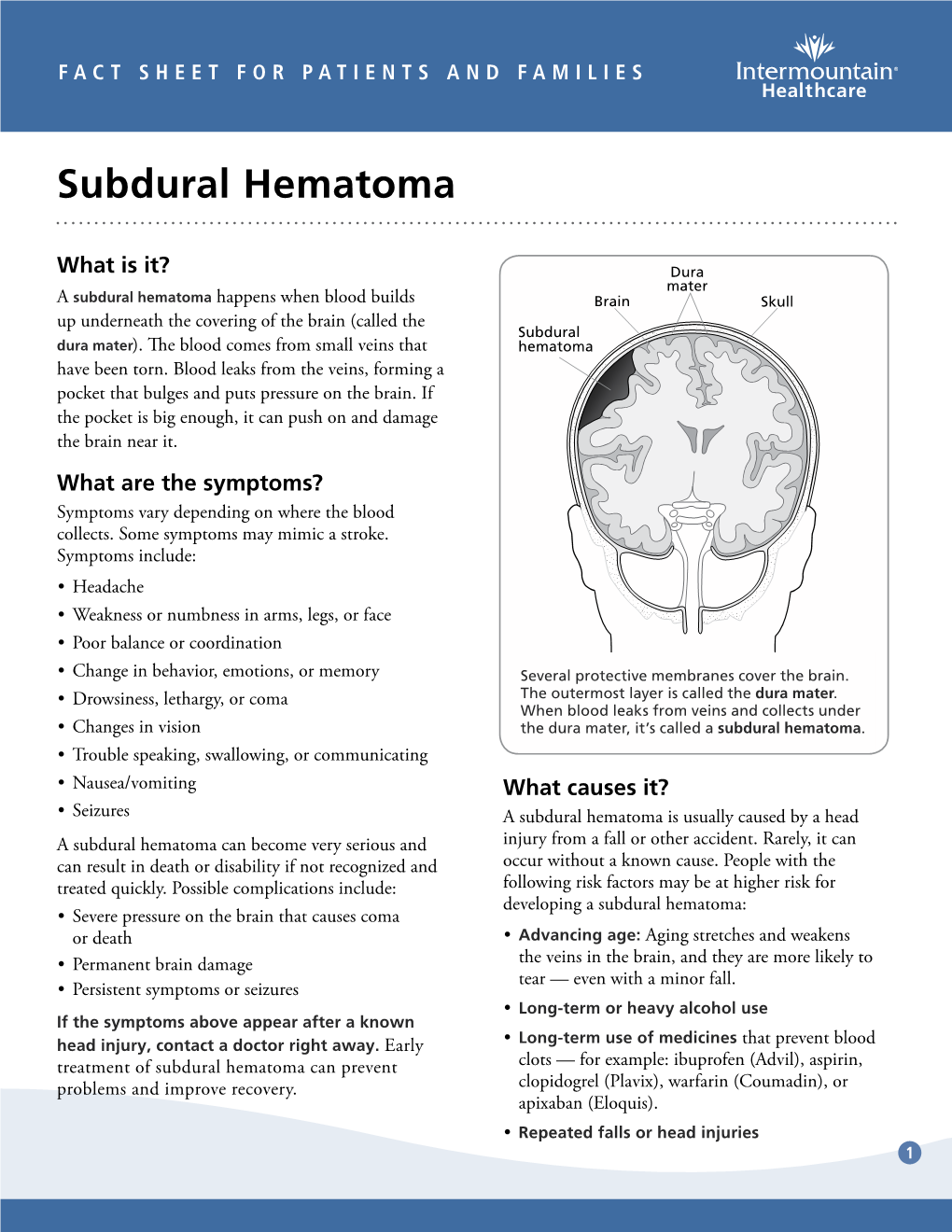 Subdural Hematoma Fact Sheet - DocsLib