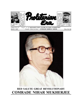 Comrade Nihar Mukherjee