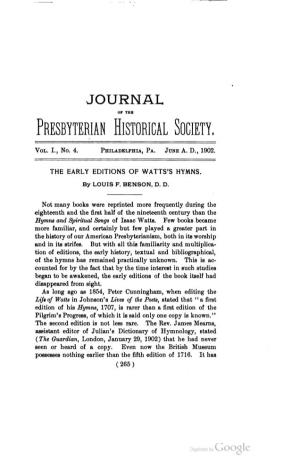 Journal of the Presbyterian Historical Society