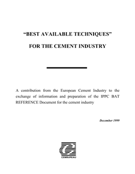 “Best Available Techniques” for the Cement Industry