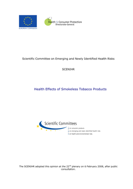 Health Effects of Smokeless Tobacco Products