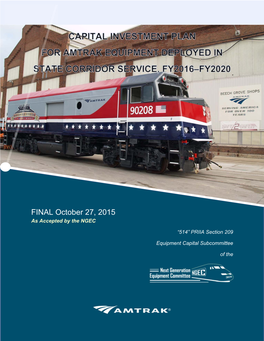 Capital Investment Plan for Amtrak Equipment