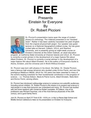 Presents Einstein for Everyone by Dr. Robert Piccioni