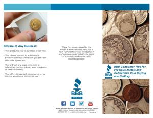 BBB Consumer Tips for Precious Metals and Collectible Coin Buying