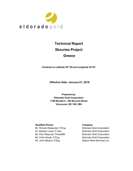 Technical Report Skouries Project Greece