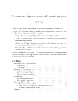 An Overview of Quantum-Inspired Classical Sampling