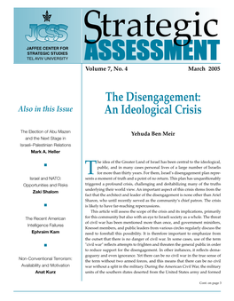The Disengagement: an Ideological Crisis – Cont