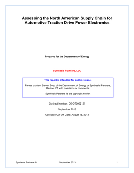 NA Power Electronics Supply Chain Assessment