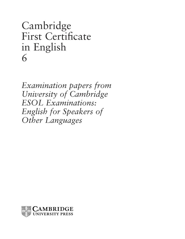 Cambridge First Certificate in English 6