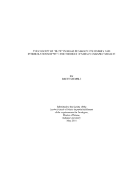 In Brass Pedagogy: Its History and Interrelationship with the Theories of Mihaly Csikszentmihalyi