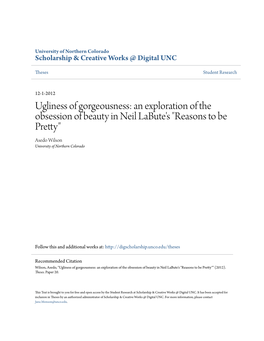 An Exploration of the Obsession of Beauty in Neil Labute's "Reasons to Be Pretty" Asedo Wilson University of Northern Colorado