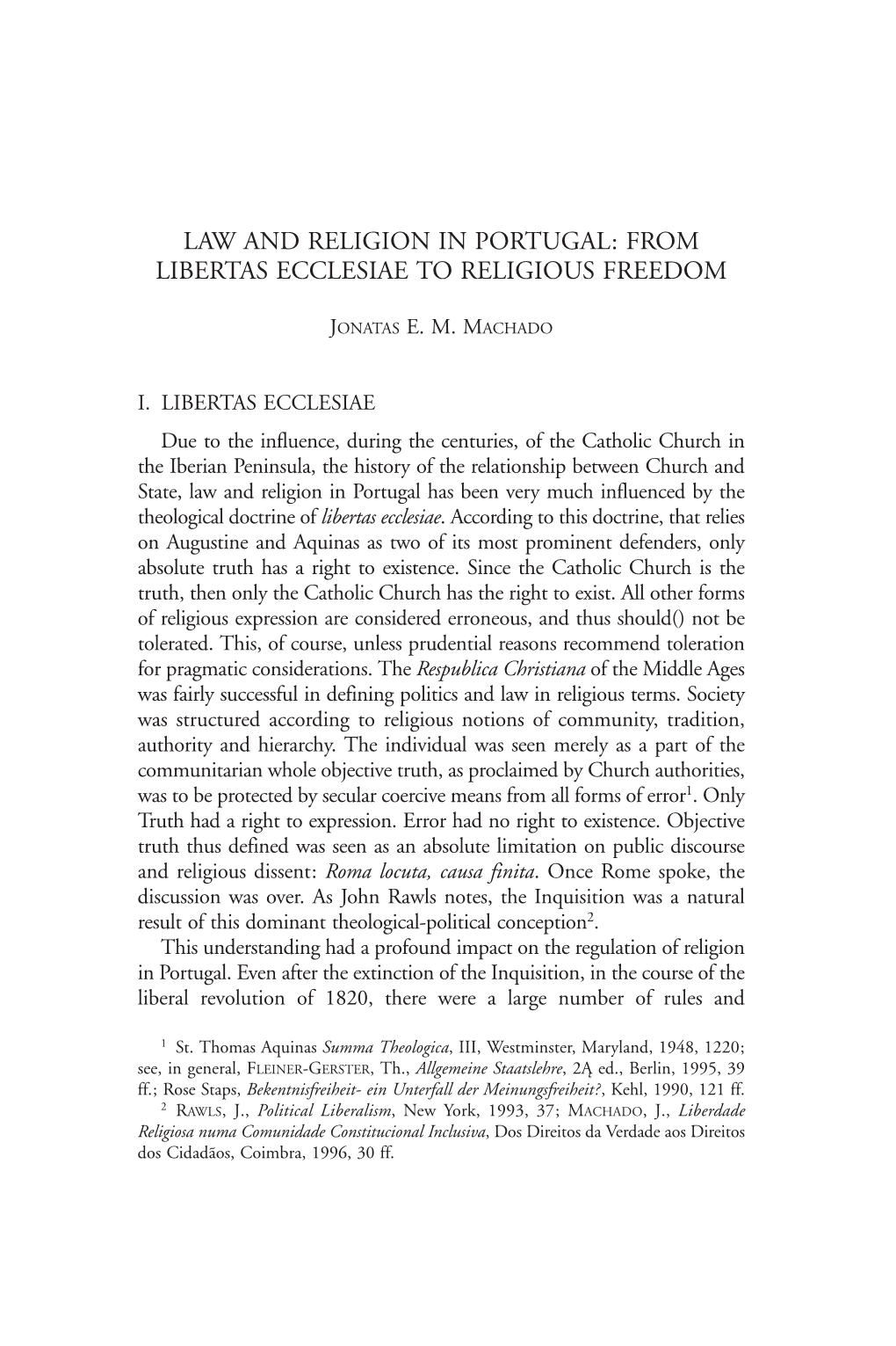 From Libertas Ecclesiae to Religious Freedom