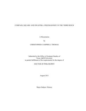 FREEMASONRY in the THIRD REICH a Dissertation By
