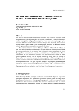The Case of Saga, Japan Introduction