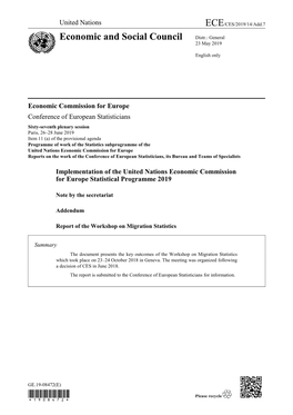 Page 1 GE.19-08472(E) Economic Commission for Europe