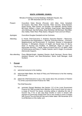 SOUTH AYRSHIRE COUNCIL. Minutes of Meeting in County