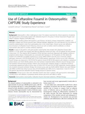 Use of Ceftaroline Fosamil in Osteomyelitis: CAPTURE Study Experience Leonard B