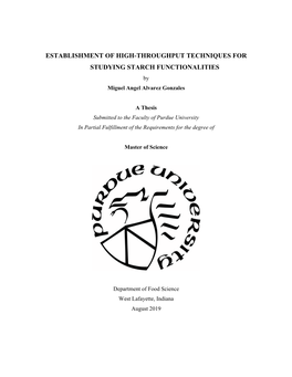 ESTABLISHMENT of HIGH-THROUGHPUT TECHNIQUES for STUDYING STARCH FUNCTIONALITIES by Miguel Angel Alvarez Gonzales