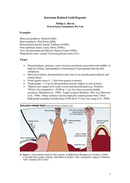 Deposit Style Depends on Depth High Level Porphyrires Versus Deeper