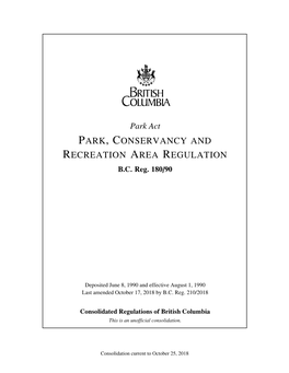 Park, Conservancy and Recreation Area Regulation B.C