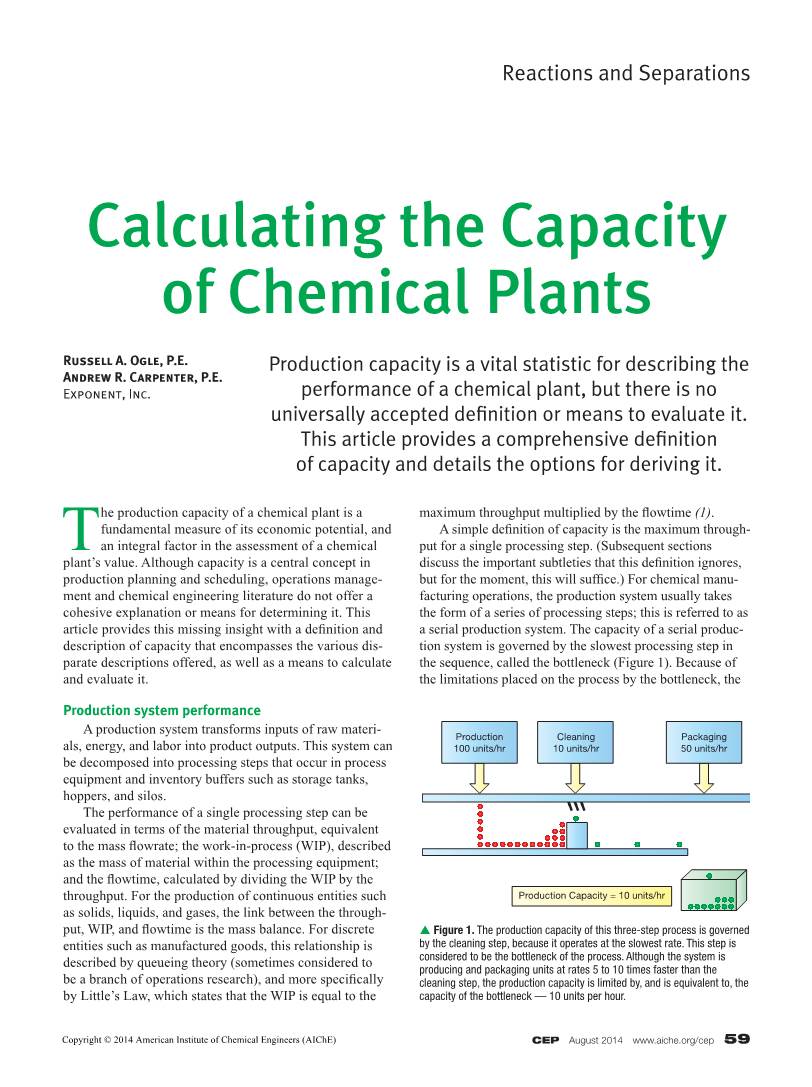 Calculating the Capacity of Chemical Plants
