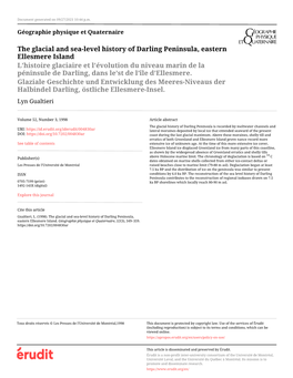 The Glacial and Sea-Level History of Darling Peninsula, Eastern Ellesmere Island