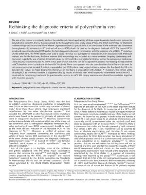 Rethinking the Diagnostic Criteria of Polycythemia Vera