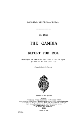 Annual Report of the Colonies. Gambia 1930