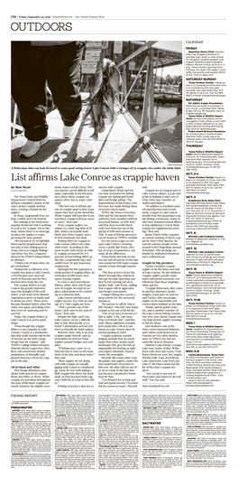 List Affirms Lake Conroe As Crappie Haven