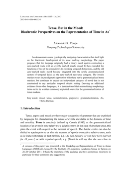 Tense, but in the Mood: Diachronic Perspectives on the Representation of Time in Ao*