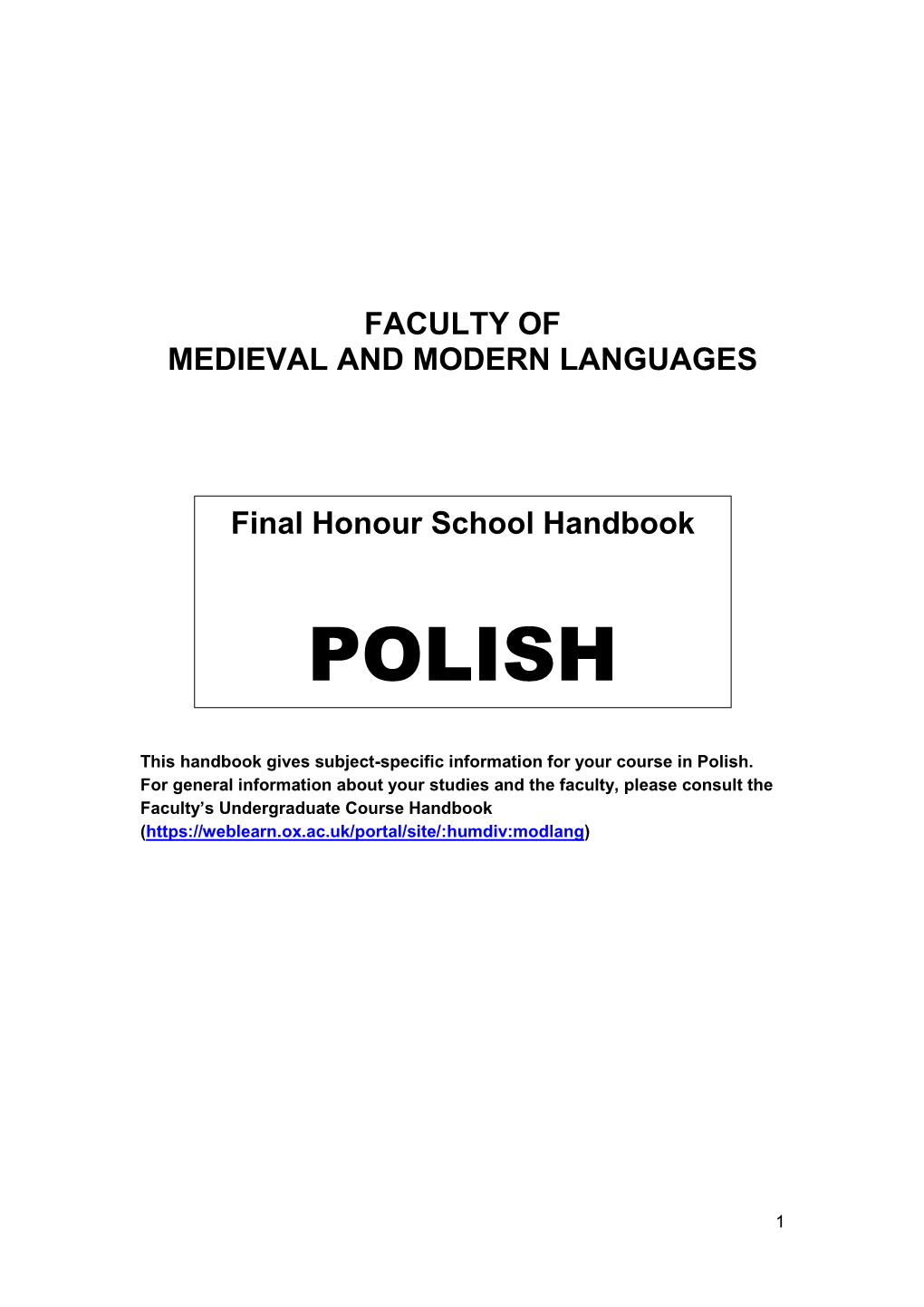 The Polish Degree Course: General
