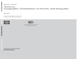 Armenia Geographic Distribution of Poverty and Inequality Public Disclosure Authorizedpublic Disclosure Authorized