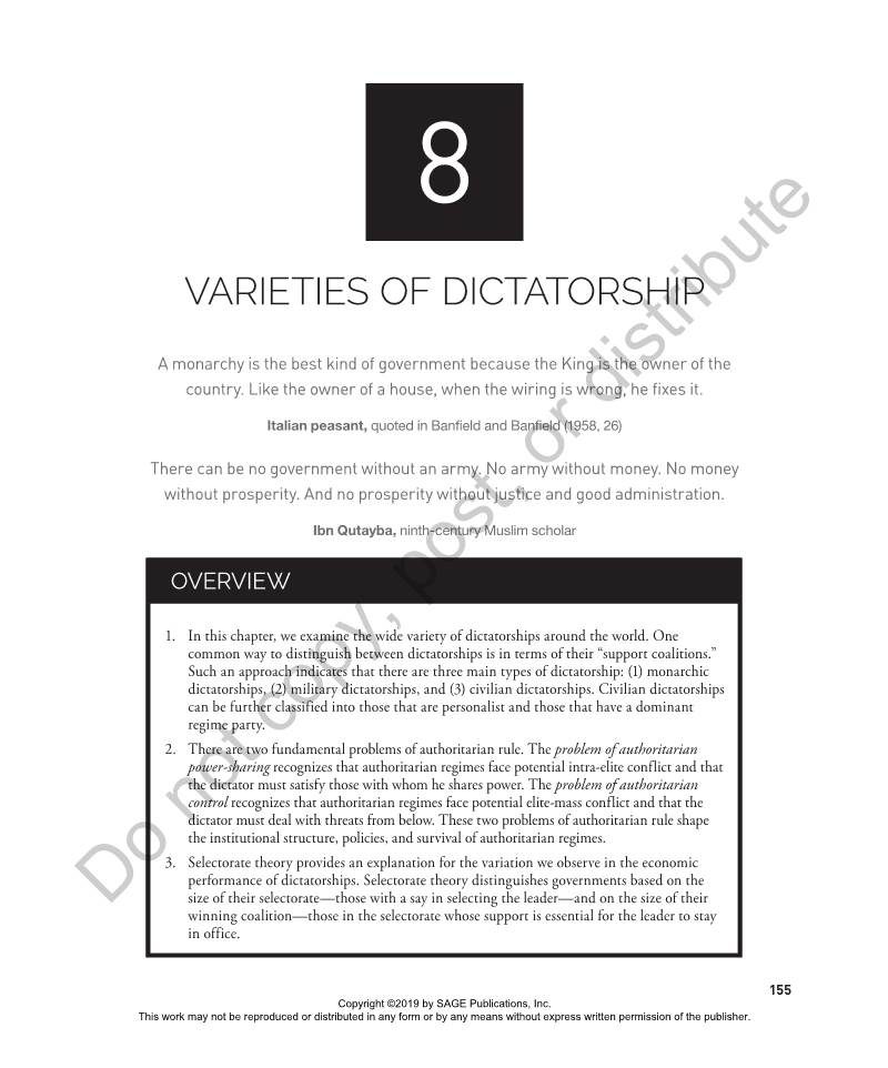 Chapter 8: Varieties of Dictatorship