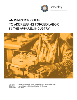 An Investor Guide to Addressing Forced Labor in the Apparel Industry