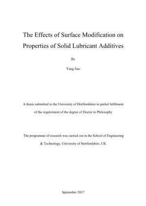 A Study of Effects of Surface Modified Fine-Particles As Lubricant Additives