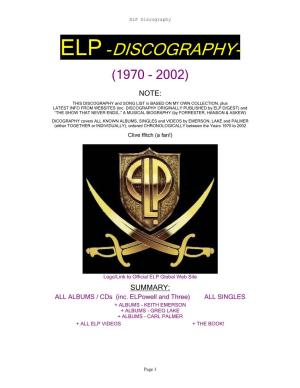 Elp -Discography
