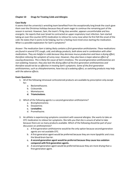 Chapter 10 Drugs for Treating Colds and Allergies Case Study It Seems