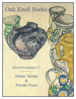Special Catalogue 27 Artists' Books & Private Press