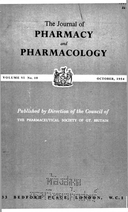 Journal of Pharmacy and Pharmacology 1954 Volume.6 No.10