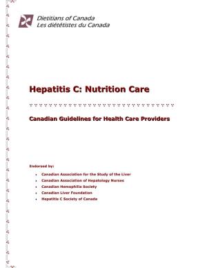 Nutrition Care for Persons Infected with the Hepatitis C Virus
