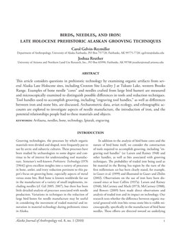 Birds, Needles, and Iron: Late Holocene Prehistoric Alaskan