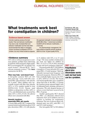 What Treatments Work Best for Constipation in Children?