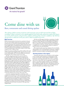 Come Dine with Us Bars, Restaurants and Casual Dining Update